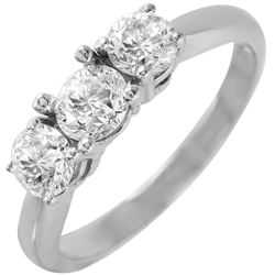 14KT White Gold Diamond 3-Stone Ring-#281