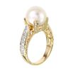 Image 2 : 14KT Yellow Gold Pearl and Diamond Ring-#1823