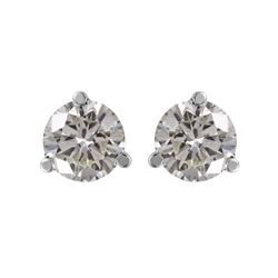 14KT White Gold Diamond Stud Earrings-#1694