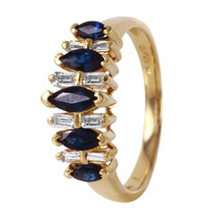 14KT Yellow Gold Sapphire and Diamond Ring-#452