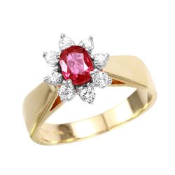 14KT Yellow Gold Ruby and Diamond Ring-#1822