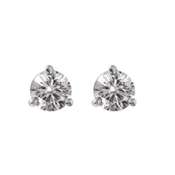 14KT White Gold Diamond Stud Earrings-#1649