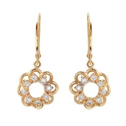 Diamond 14KT Yellow Gold Vintage Earrings-#634