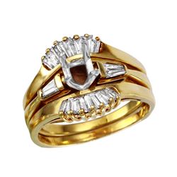 14KT Yellow Gold Diamond Engagement Semi-Mount Ring and Guard-#1860