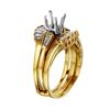 Image 2 : 14KT Yellow Gold Diamond Engagement Semi-Mount Ring and Guard-#1860