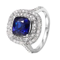 14KT White Gold Sapphire and Diamond Ring-#1516