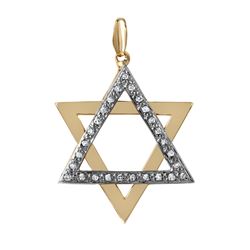 Star of David Diamond 14KT Yellow Gold Pendant-#1355