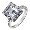 Image 1 : 14KT White Gold Aquamarine and Diamond Ring-#1520