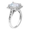 Image 2 : 14KT White Gold Aquamarine and Diamond Ring-#1520