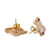 Image 2 : 14KT Yellow Gold Diamond and Ruby Earrings-#890