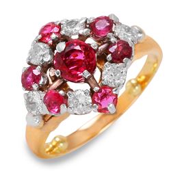 14KT Yellow Gold Vintage Style Diamond and Ruby Ring-#132