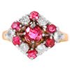 Image 3 : 14KT Yellow Gold Vintage Style Diamond and Ruby Ring-#132