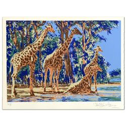 Giraffe Lake Limited Edition Serigraph by Paul Blaine Henrie (1932-1999), Hand Signed with Certifica