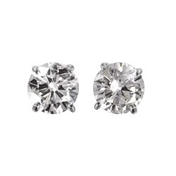 14KT White Gold Diamond Stud Earrings-#1725