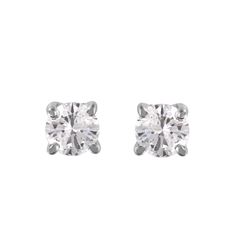 14KT White Gold Diamond Stud Earrings-#1639