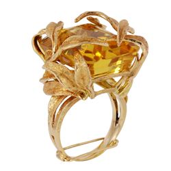 14KT Yellow Gold Citrine Vintage Ring-#528