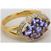Image 1 : 10KT Yellow Gold Tanzanite and Diamond Ring-#49