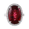 Image 3 : 18KT White Gold Rubellite, Ruby and Diamond Ring-#996