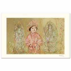 "Willie and Two Quan Yins" Limited Edition Lithograph by Edna Hibel (1917-2014), Numbered and Hand S