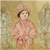 Image 2 : "Willie and Two Quan Yins" Limited Edition Lithograph by Edna Hibel (1917-2014), Numbered and Hand S