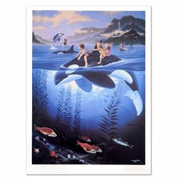 "Whale Rides" Limited Edition Lithograph by Celebrated Artists Wyland and Jim Warren, Numbered and H
