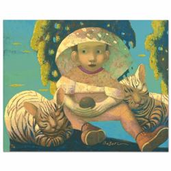 Sasha Bassari - "My Favorite Cats" Limited Edition Hand Embellished Serigraph on Gallery Wrapped Can