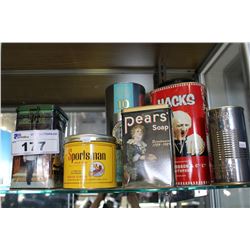 LOT OF COLLECTABLE TINS