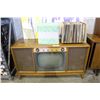 Image 1 : VINTAGE SETCHELL CARLSON VINTAGE TV WITH RECORD PLAYER AND RECORD COLLECTION