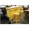 Image 1 : WICKER AND RATTAN BAR UNIT WITH 2 BAR STOOLS