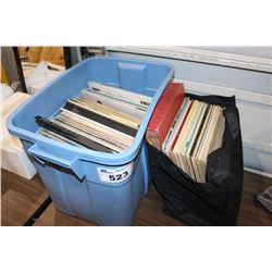 BOX AND BAG OF RECORDS