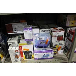 SHELF LOT OF SMALL APPLIANCES