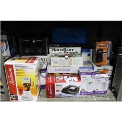 SHELF LOT OF SMALL APPLIANCES