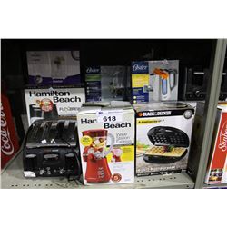 SHELF LOT OF SMALL APPLIANCES