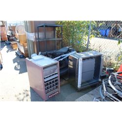 PALLET LOT OF OFFICE CHAIRS, SHELVING UNIT, HEATER AND LAUNDRY PEDESTAL