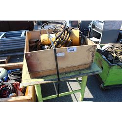 STEEL TABLE AND A HEAVY DUTY ELECTRIC ONE TON WINCH