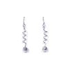 Image 1 : Sterling Silver Rhodium Plated Dangling Twisted Wire Hanging Ball Cz Chandelier Hook Earring dse0001