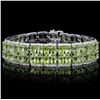 Image 1 : 14K Gold 40.51ct Peridot & 2.93ct Diamond Bracelet