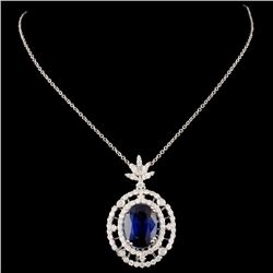 18K Gold 4.92ct Kyanite & 0.87ctw Diamond Pendant