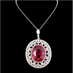 18K Gold 37.56ct Rubellite & 5.30ct Diamond Pendan