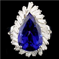 18K Gold 7.45ct Tanzanite & 1.31ctw Diamond Ring