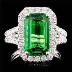 18K Gold 4.09ct Tsavorite & 1.11ctw Diamond Ring