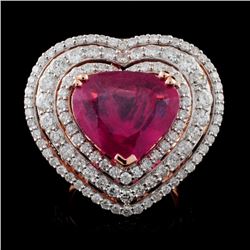 18K Rose Gold 7.17ct Ruby & 2.93ctw Diamond Ring