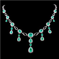 18K Gold 8.58ct Emerald & 2.43ctw Diamond Necklace