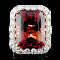 18K Gold 30.54ct Tourmaline & 3.73ctw Diamond Ring