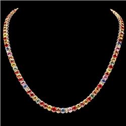 `14k Gold 44ct Sapphire 1.0ct Diamond Necklace