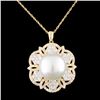 Image 2 : 18K Gold 14MM Pearl & 2.26ctw Diamond Pendant