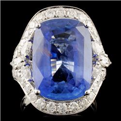 18K Gold 14.46ct Sapphire & 1.94ctw Diamond Ring