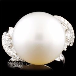 18K Gold 15.00mm Pearl & 0.73ctw Diamond Ring