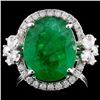 Image 1 : 18K White Gold 6.19ct Emerald & 0.82ct Diamond Rin