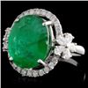 Image 2 : 18K White Gold 6.19ct Emerald & 0.82ct Diamond Rin